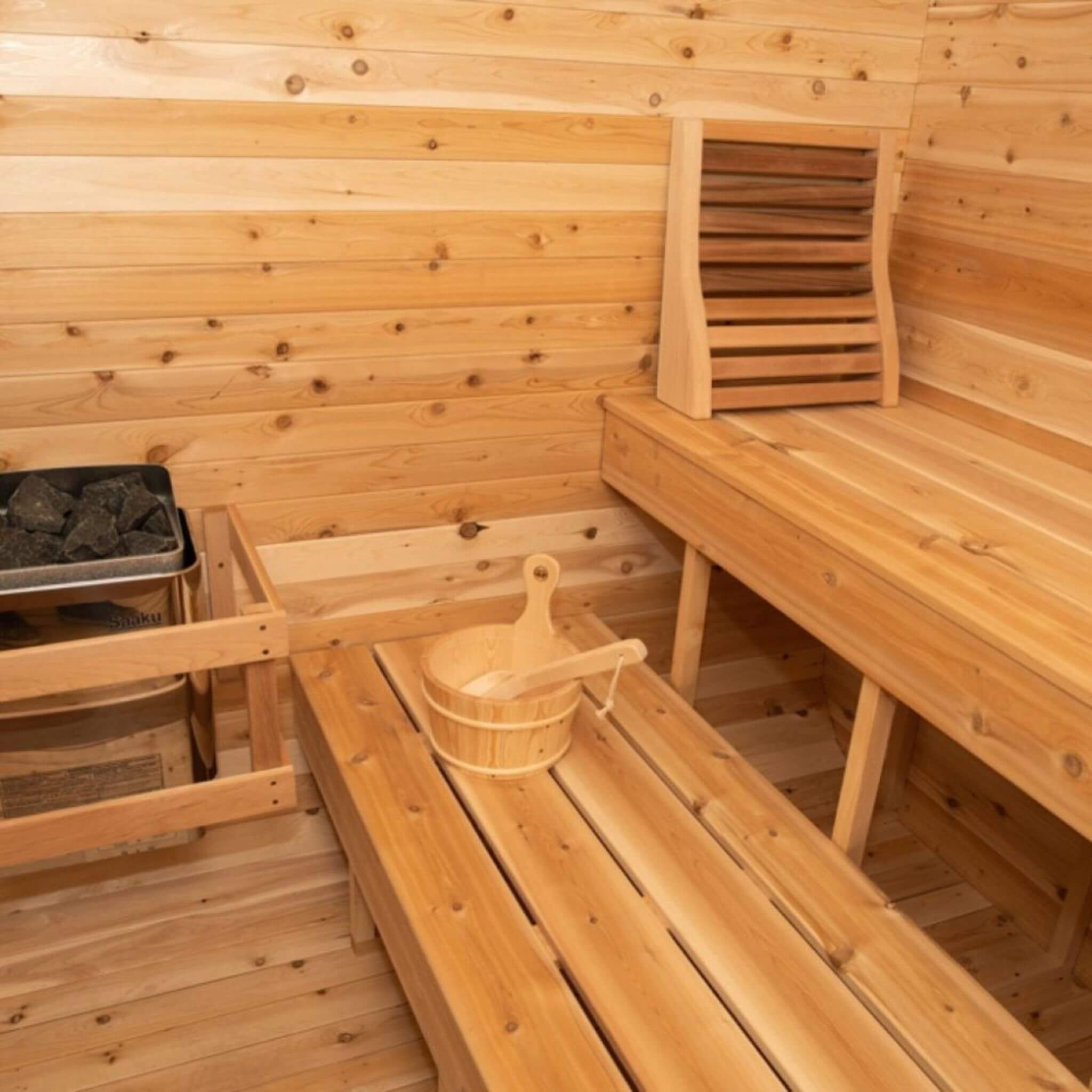 Dundalk Leisurecraft 4-Person Canadian Timber Luna Cube Sauna With Sloped Roof & Front Window (CTC22LU)