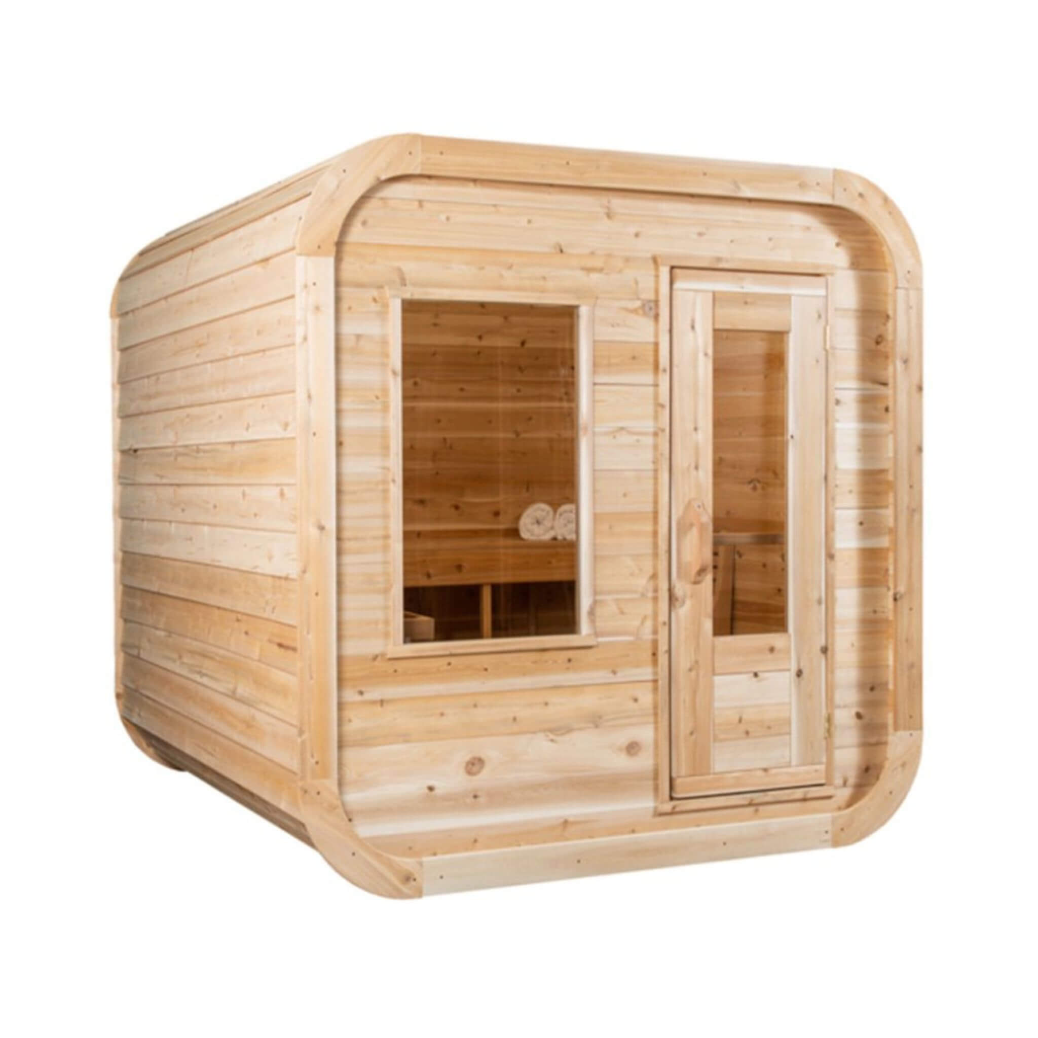 Dundalk Leisurecraft 4-Person Canadian Timber Luna Cube Sauna With Sloped Roof & Front Window (CTC22LU)