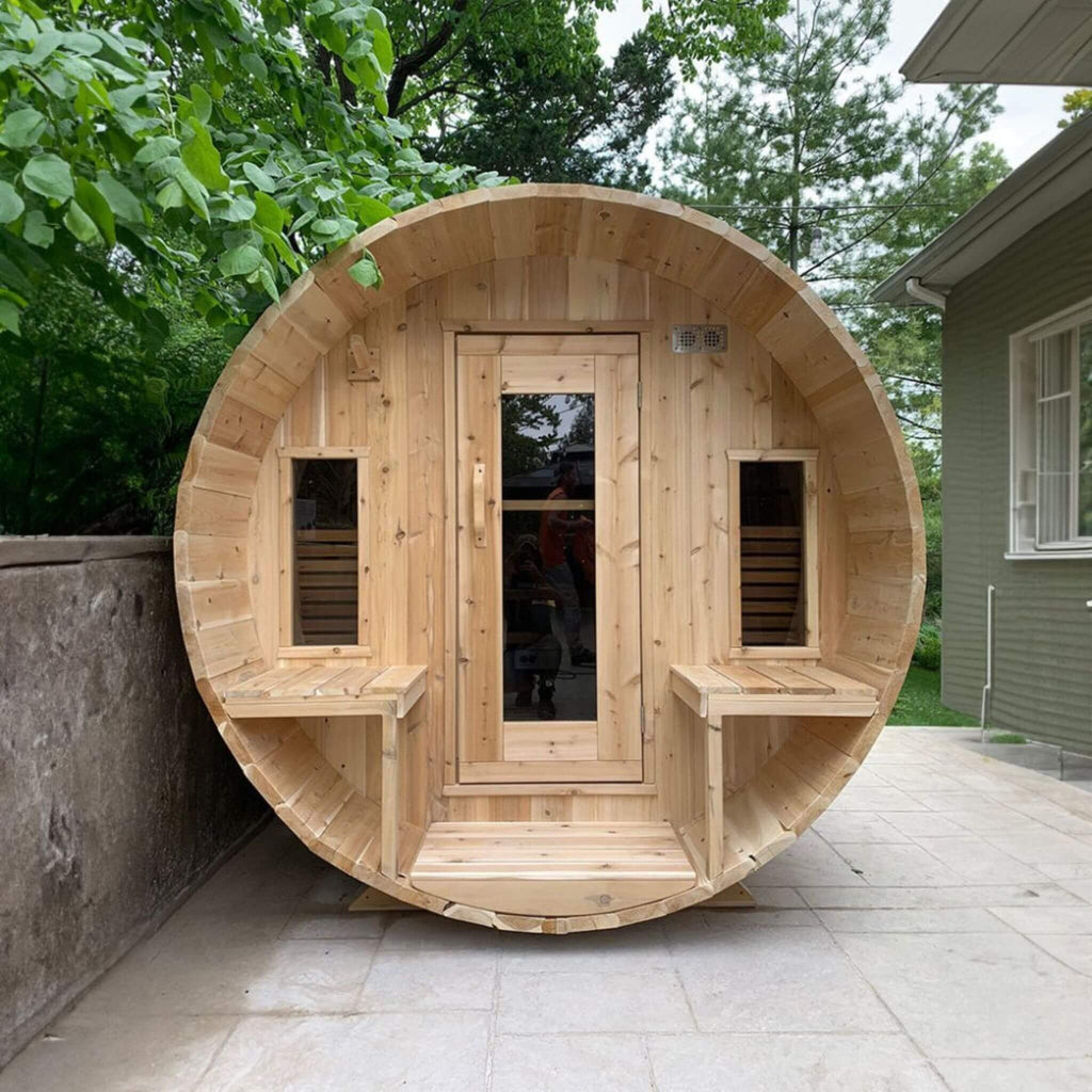 Dundalk Leisurecraft 6-Person Tranquility Barrel Sauna With Front Porch