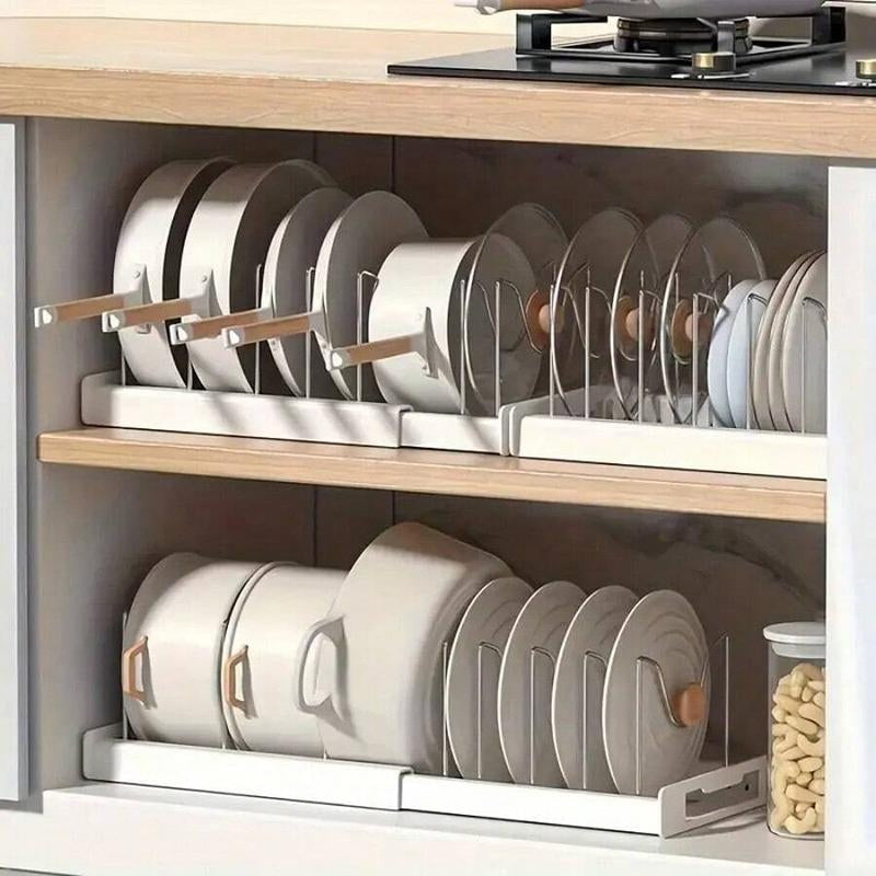 Expandable Pot & Pan Organizer Rack with Adjustable Dividers