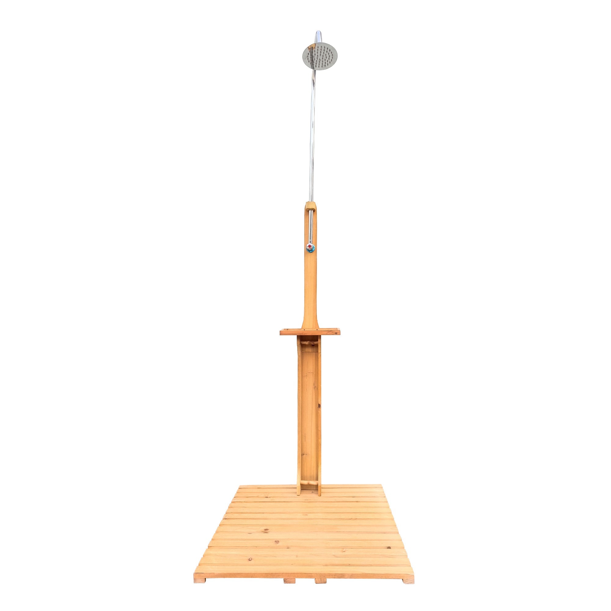 Solid Wood Outdoor Garden Pool Shower with Chassis Board for Patio, Teak