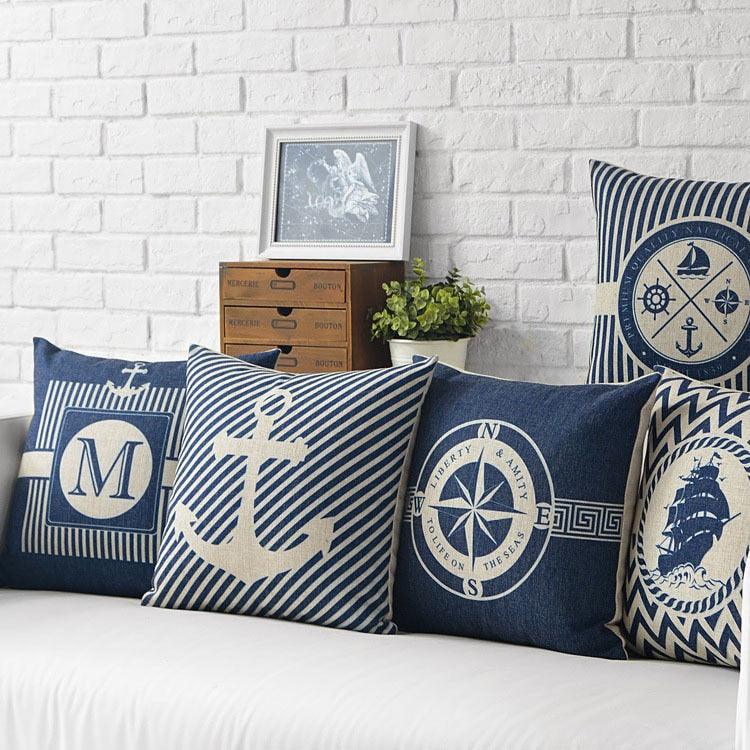 Mediterranean Nautical Pillow Covers – Set of 5 (18"x18")