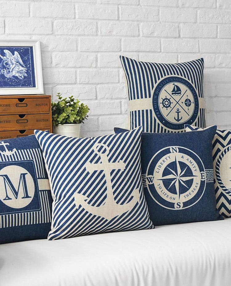 Mediterranean Nautical Pillow Covers – Set of 5 (18"x18")