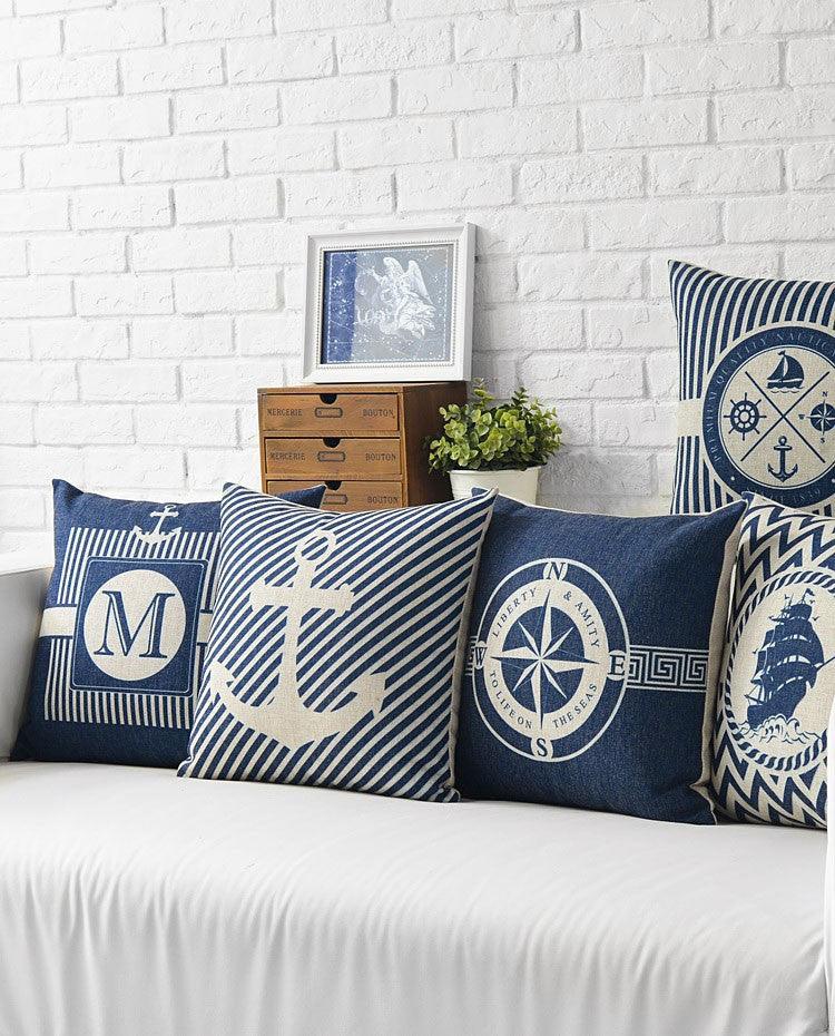 Mediterranean Nautical Pillow Covers – Set of 5 (18"x18")