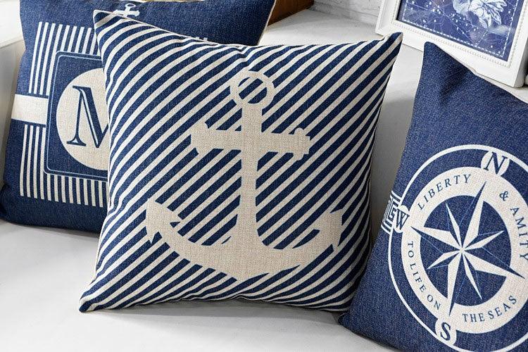 Mediterranean Nautical Pillow Covers – Set of 5 (18"x18")