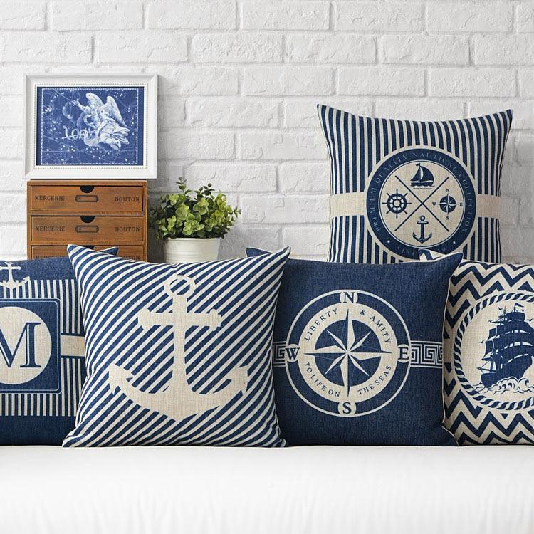 Mediterranean Nautical Pillow Covers – Set of 5 (18"x18")