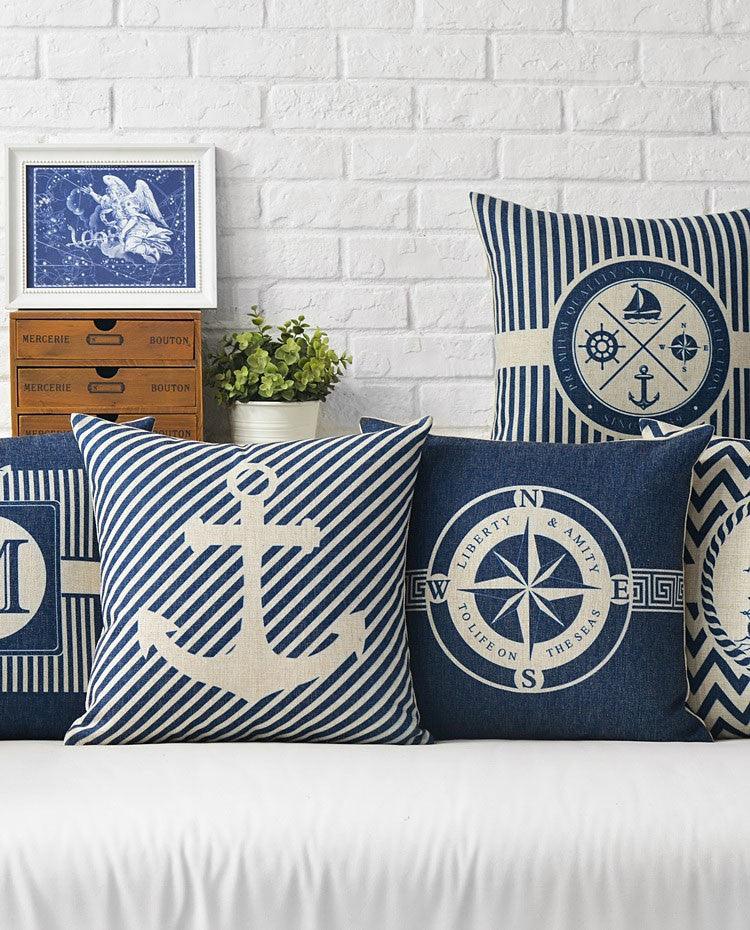 Mediterranean Nautical Pillow Covers – Set of 5 (18"x18")