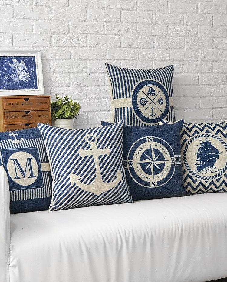 Mediterranean Nautical Pillow Covers – Set of 5 (18"x18")