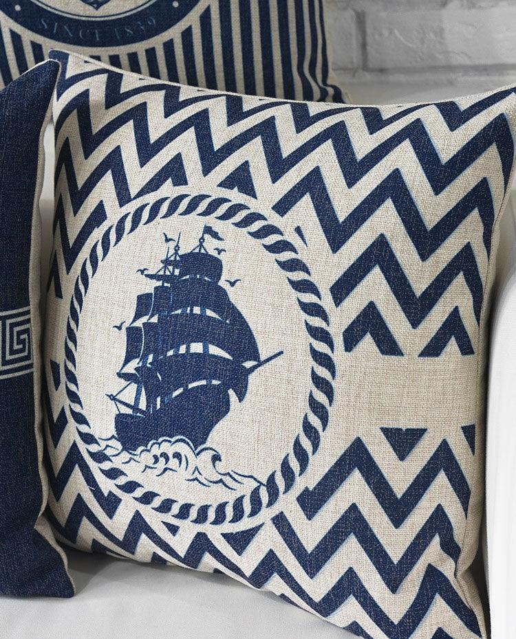 Mediterranean Nautical Pillow Covers – Set of 5 (18"x18")