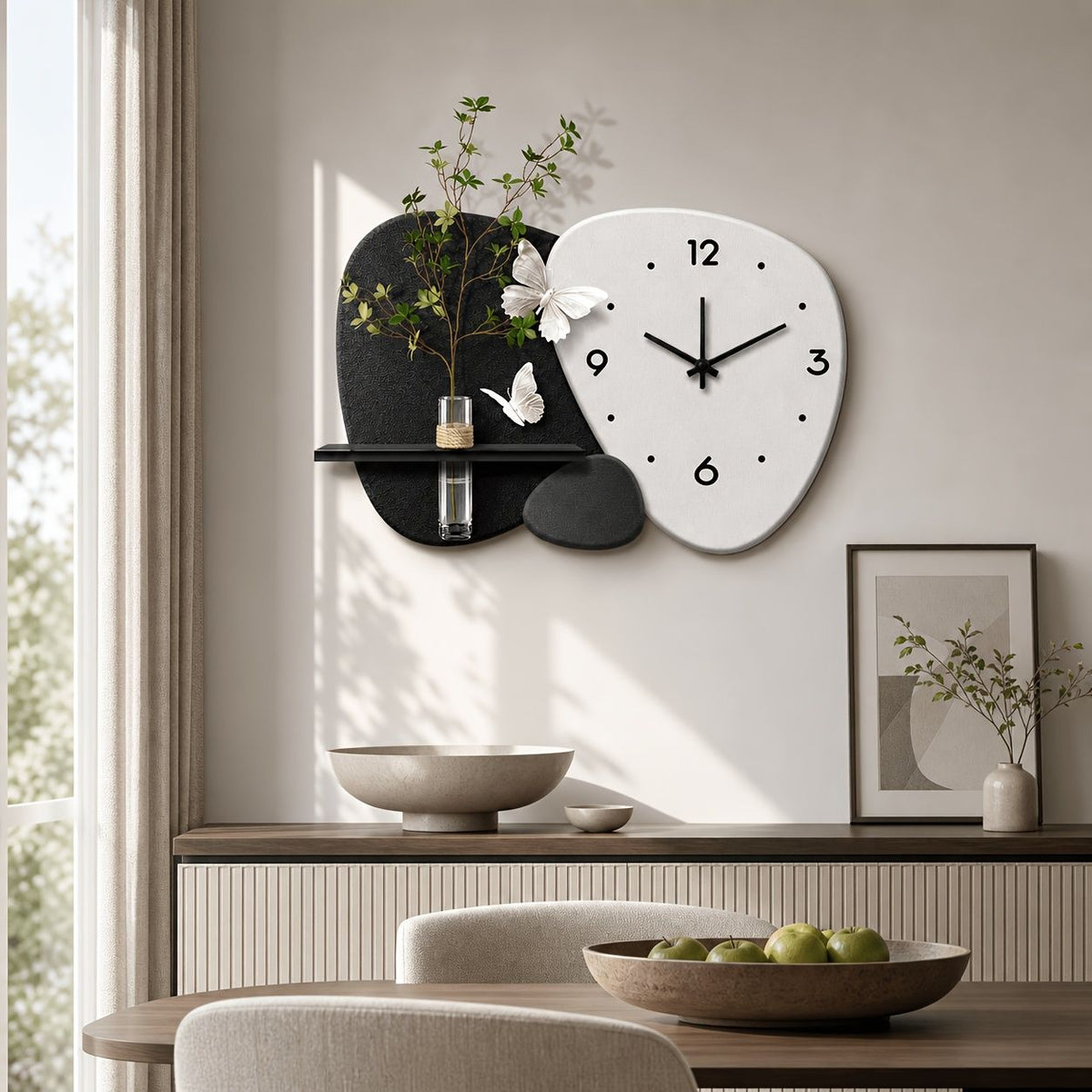 Modern Quartz Wall Clock with Integrated Display Shelf