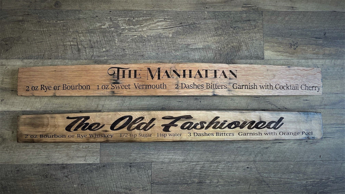 Bourbon Barrel Stave Cocktail Recipe Wall Décor