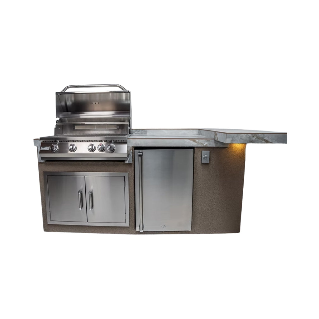 KoKoMo Grills St.John 7FT BBQ Island With LEDs, Built-In BBQ & Refrigerator (Made-To-Order)