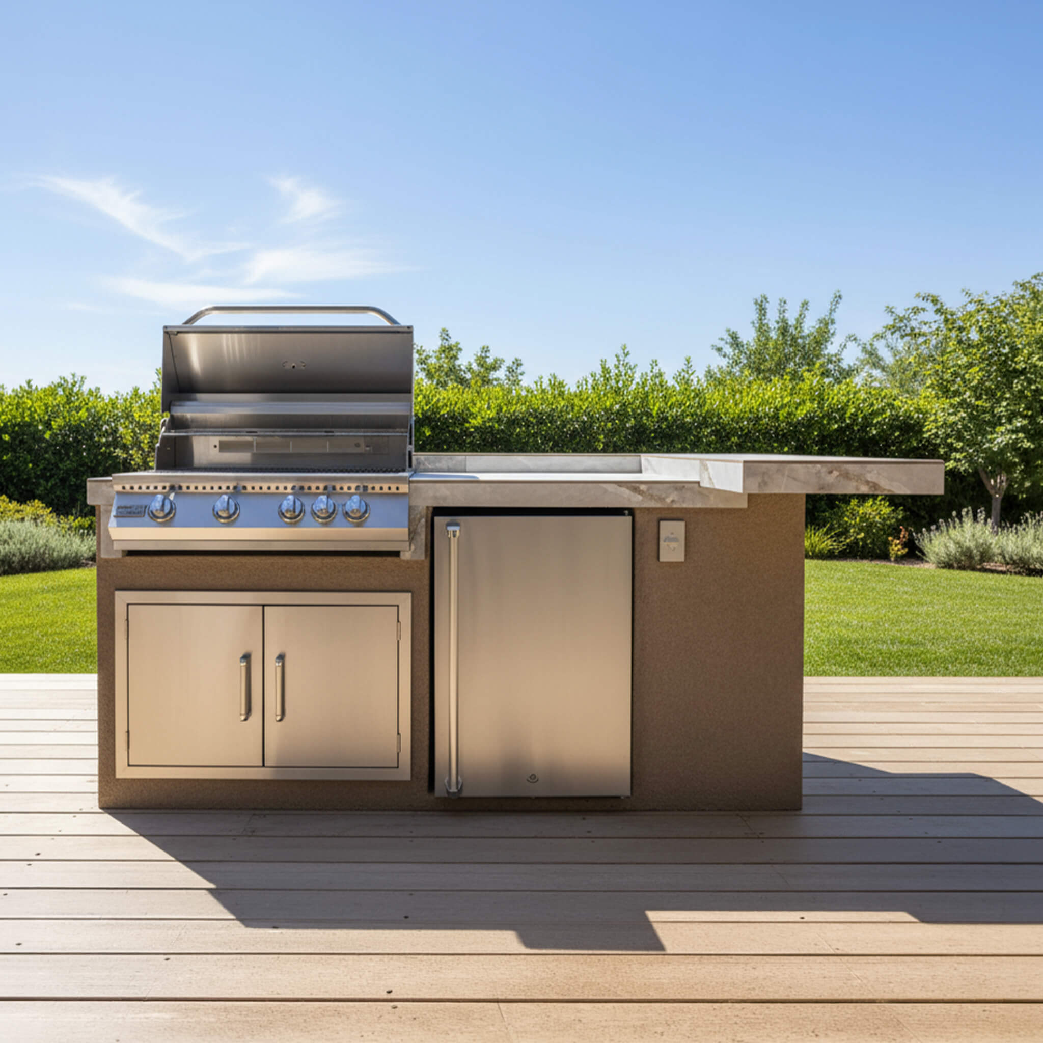 KoKoMo Grills St.John 7FT BBQ Island With LEDs, Built-In BBQ & Refrigerator (Made-To-Order)