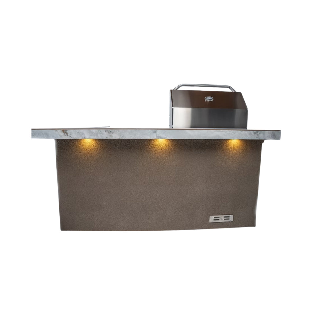 KoKoMo Grills St.John 7FT BBQ Island With LEDs, Built-In BBQ & Refrigerator (Made-To-Order)