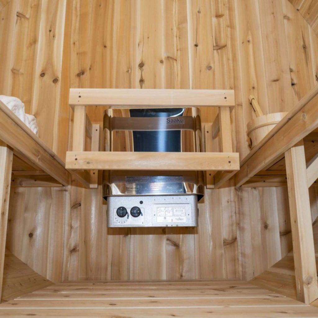 Dundalk Leisurecraft 84-Inch 4-Person Canadian Timber Harmony Barrel Sauna With Solid Wood Benches (CTC22W)