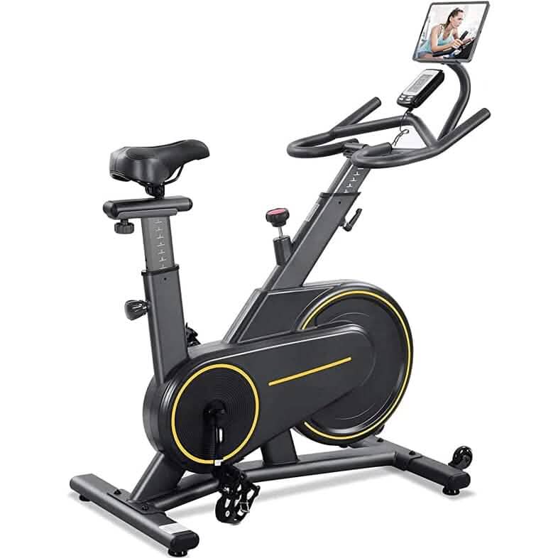 Stationary Upright Exercise Bike with LCD Monitor & iPad Holder