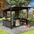 Alora Modern Slanted Hardtop Grill Gazebo | 9x10 Ft | Alloy Steel