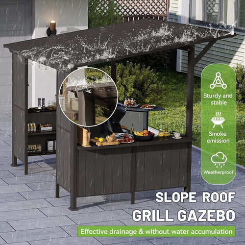 Alora Modern Slanted Hardtop Grill Gazebo | 9x10 Ft | Alloy Steel