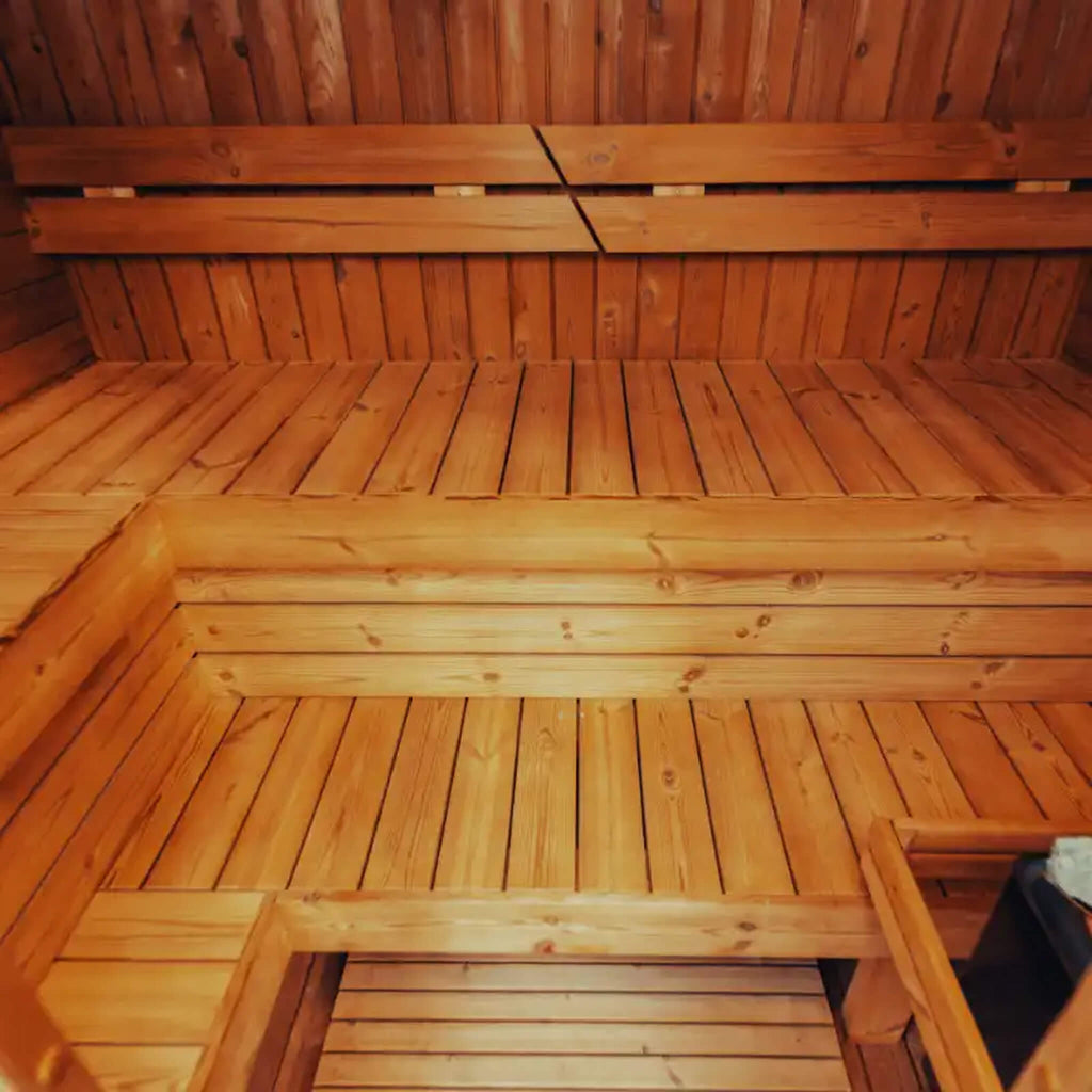 Premium 4-Person Outdoor Scandinavian ThermoWood Cube Sauna Kit with LED Lighting