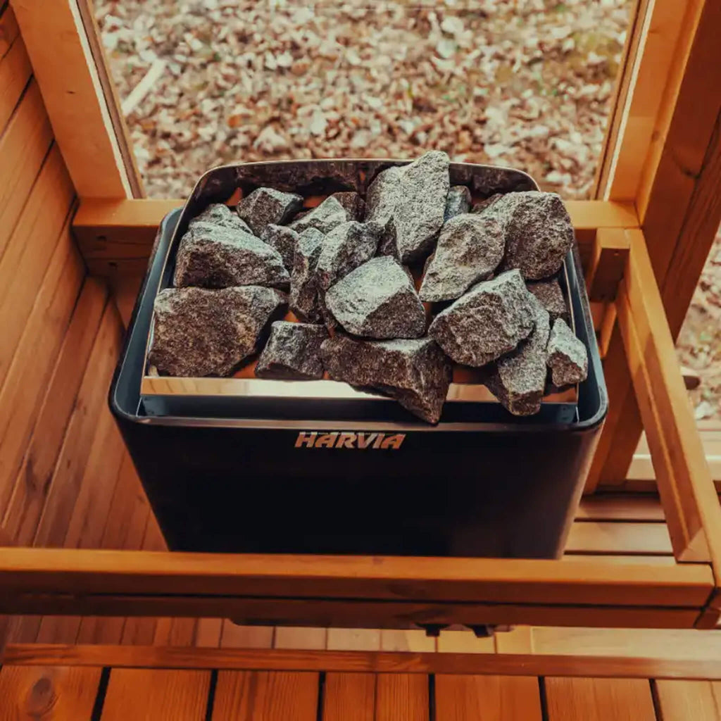 Premium 4-Person Outdoor Scandinavian ThermoWood Cube Sauna Kit with LED Lighting