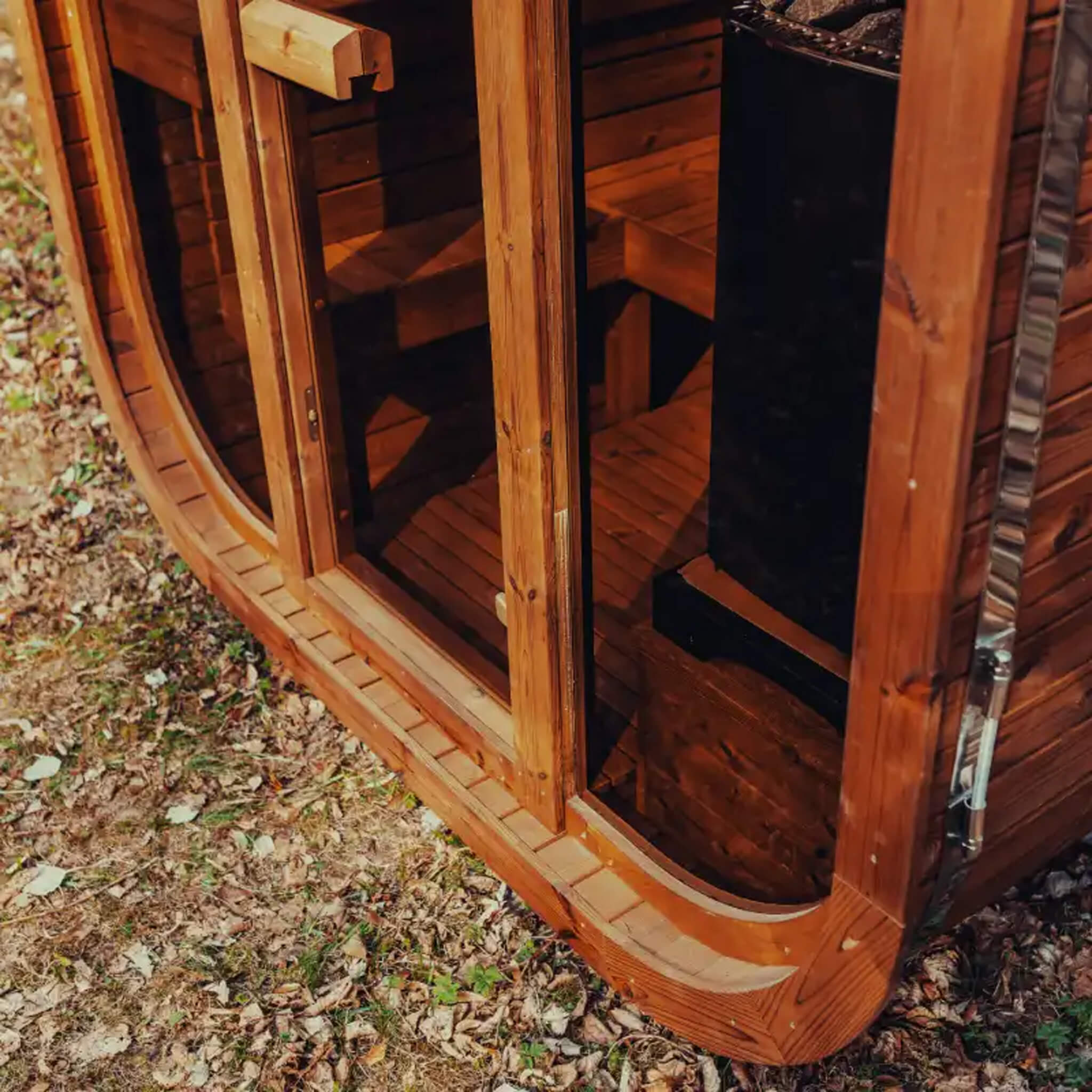 Premium 6-Person Outdoor Scandinavian ThermoWood Cube Sauna Kit with LED Lighting