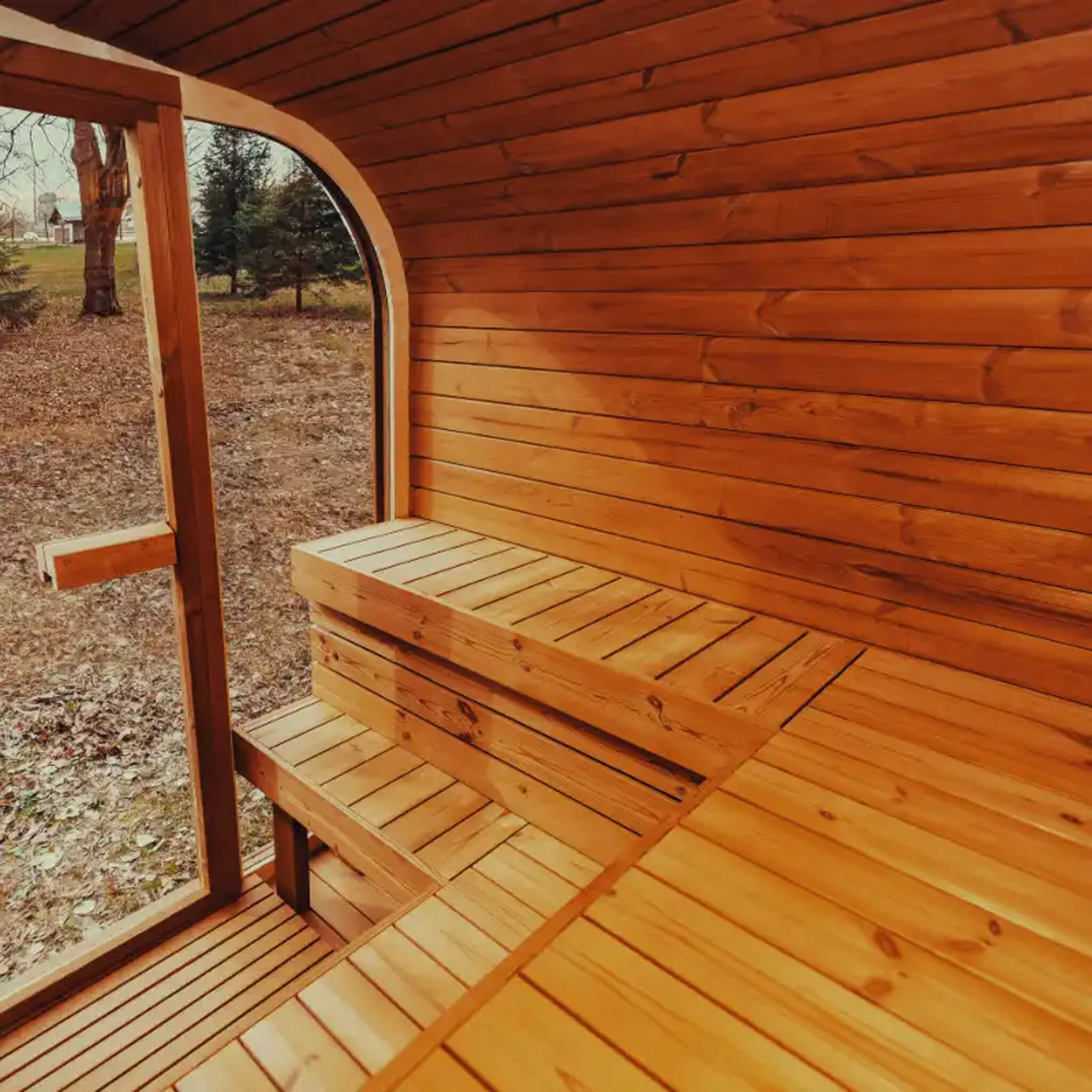 Premium 6-Person Outdoor Scandinavian ThermoWood Cube Sauna Kit with LED Lighting