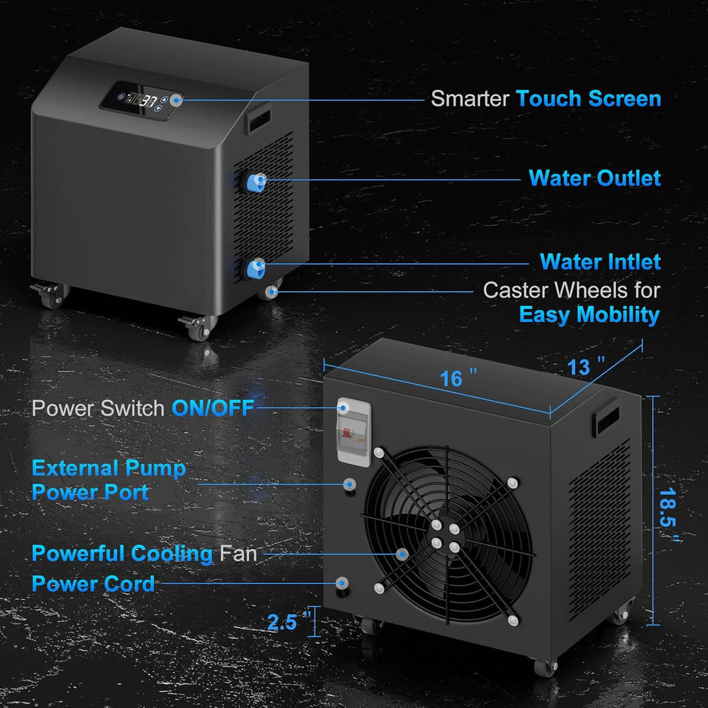 Premium XL 120 Gal Cold Plunge Tub Kit with 1HP Chiller, Filter & Pump