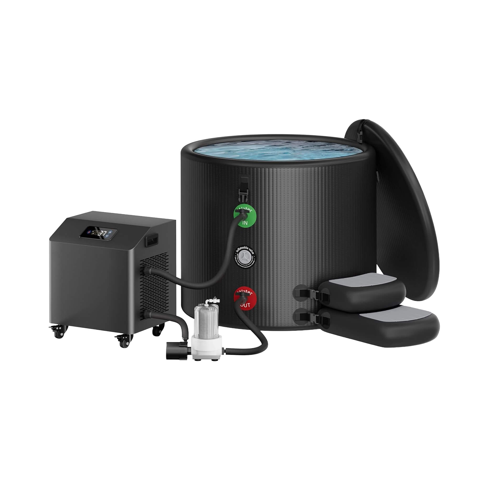Premium XL 120 Gal Cold Plunge Tub Kit with 1HP Chiller, Filter & Pump
