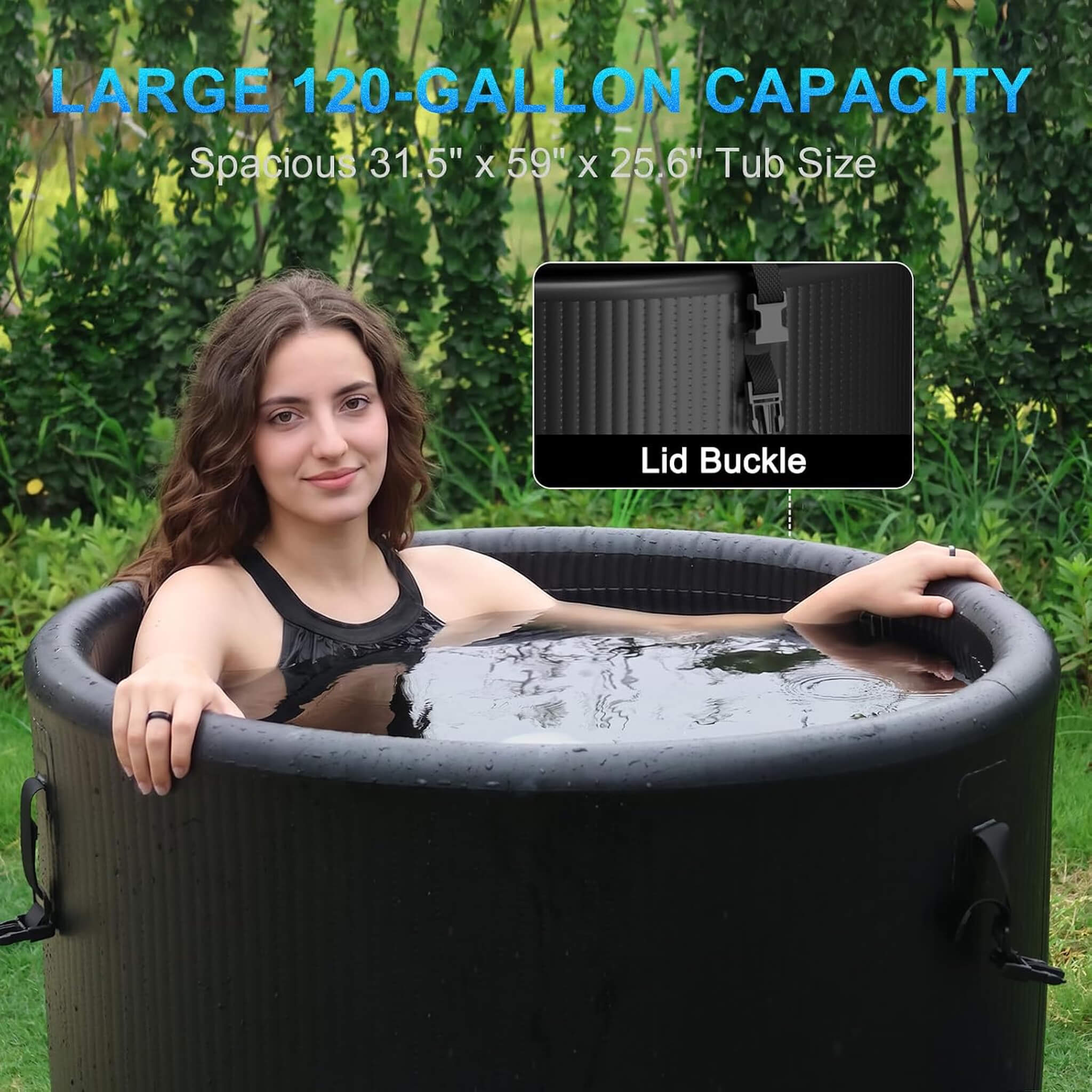 Premium XL 120 Gal Cold Plunge Tub Kit with 1HP Chiller, Filter & Pump