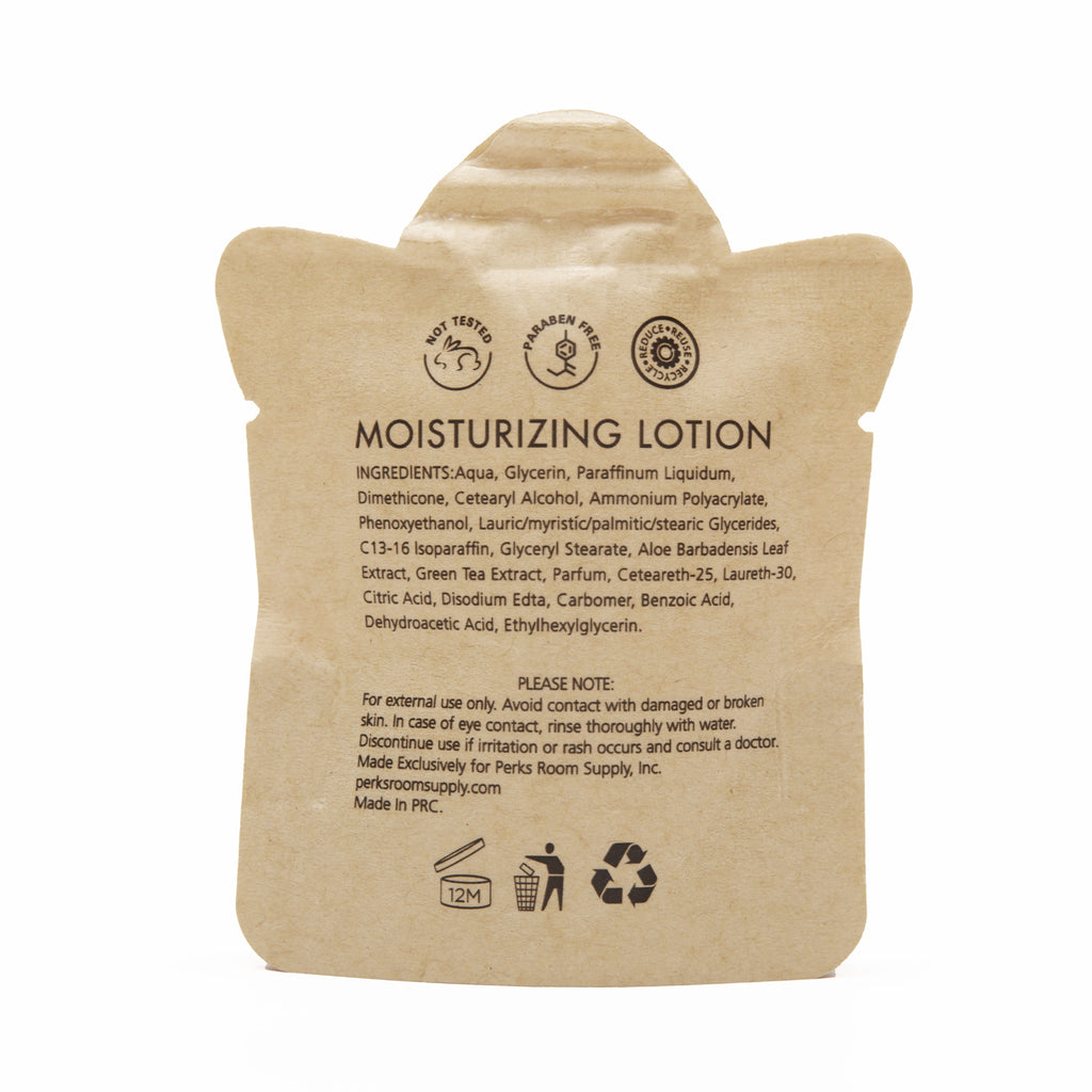 100 / 200 Pack Hotel Body Lotion Bulk (Travel Size 0.75oz) No Plastic Kraft Paper Pouch - Aloe and Green Tea Extract - Nisgur