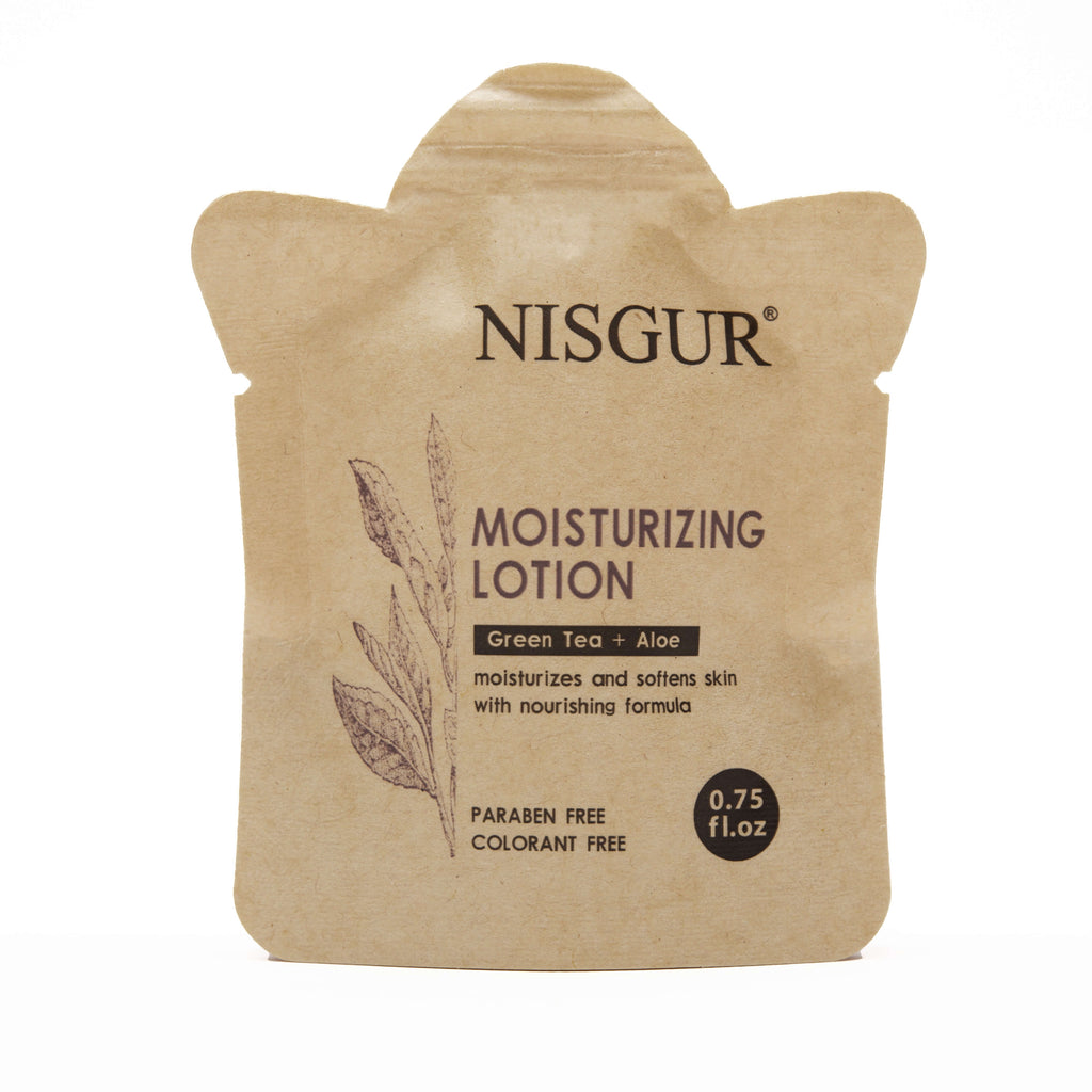 100 / 200 Pack Hotel Body Lotion Bulk (Travel Size 0.75oz) No Plastic Kraft Paper Pouch - Aloe and Green Tea Extract - Nisgur